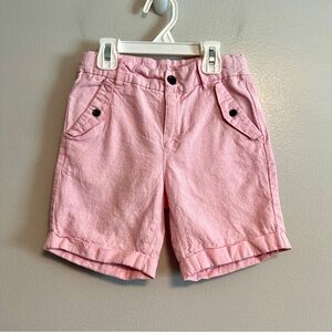 Janie and Jack Pink Linen Blend Longer Length Kids Shorts Size 5
